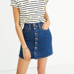 NWOT Madewell Stretch Denim Mini Skirt, Arroyo Wash, Button-Front, size 31